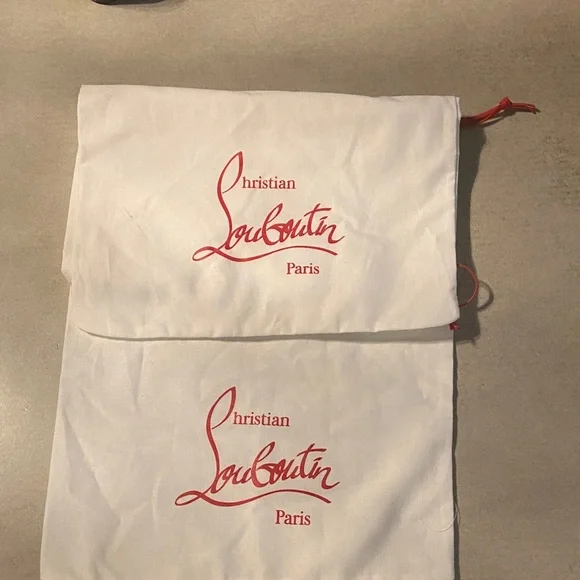 Christian Louboutin White canvas shoe Bags with Red Logo Size 11/15 - Picture 3 of 10